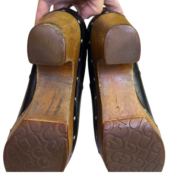 UGG Lynnea Australian Suede Shearling Lined Heeled sheep Boot Black 1958 Size 7 - Picture 10 of 13